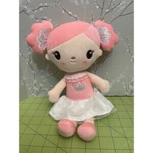Gloveleya Candy Girl White Pink Dress Plush 14” Doll Fabric Rag Crown
